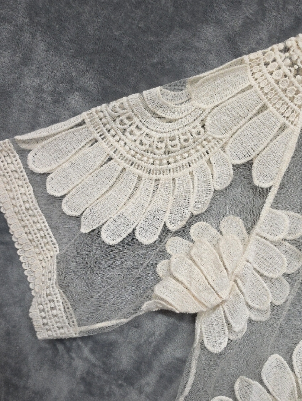 Chico's Cream Crochet Fringe Kimono Cardigan - Picture 5 of 8
